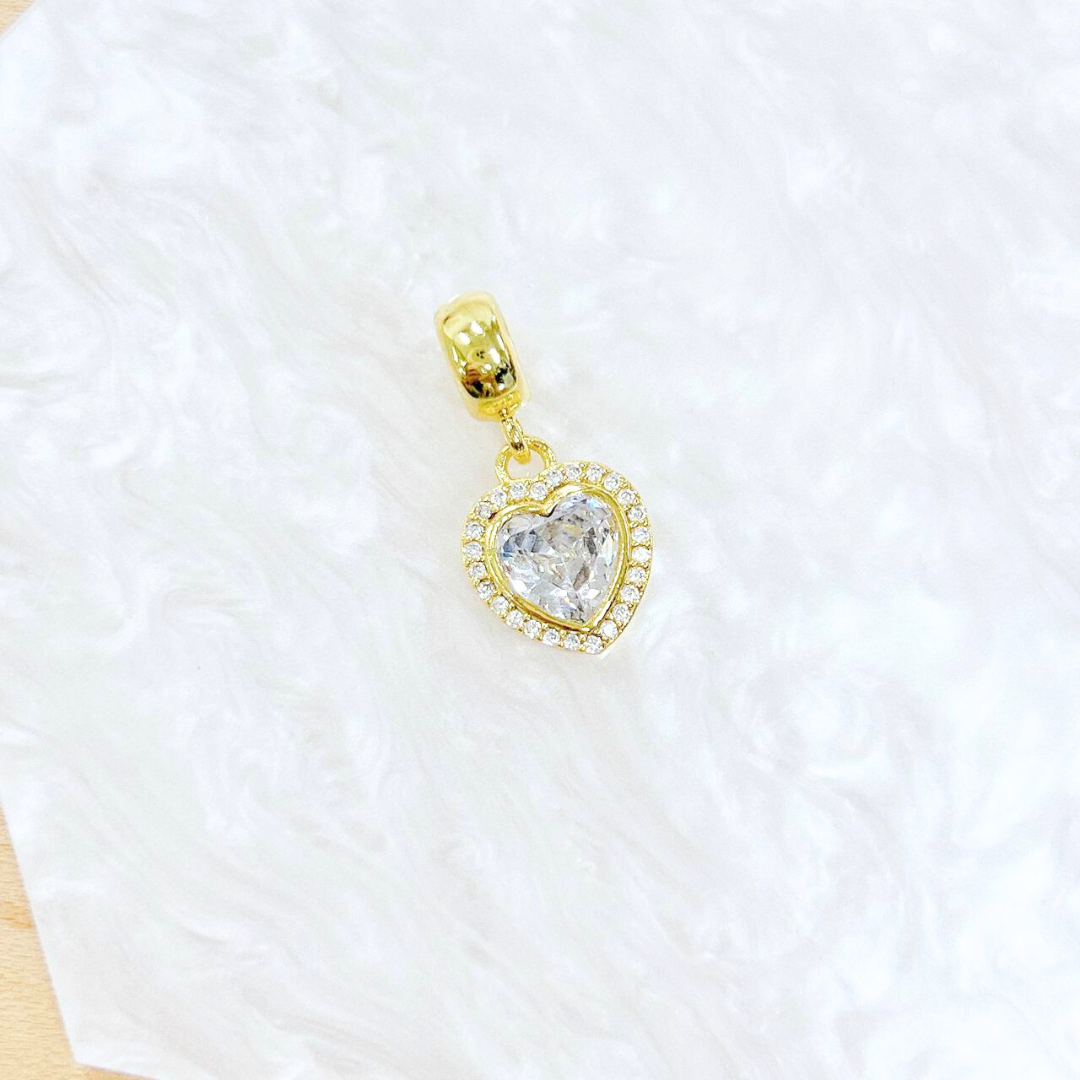 Bejeweled Heart Charm (18K Gold Plated)